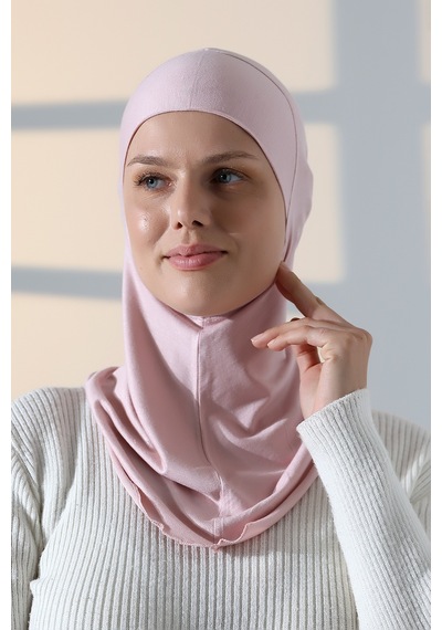 Pratik Boyunluklu Geçmeli Büyük Tesettür Bone - Pembe Pembe