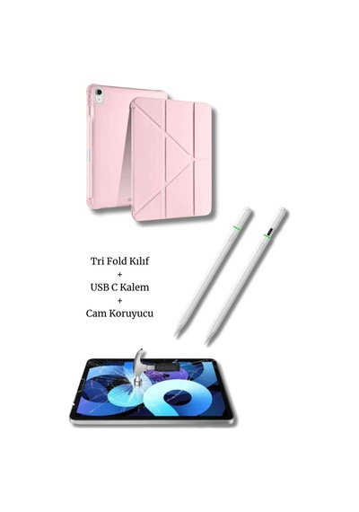 Apple Uyumlu iPad A16 11. Ve 10. Nesil İle A3355 A2757 Premium 3 Lü Tablet Aksesuar Seti Tablet Kılıfı