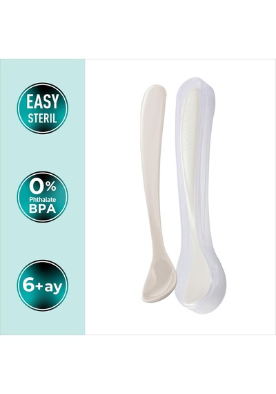 Mamajoo Ergonomik Beslenme Kaşık Seti Light Beige & Gray Bej