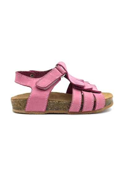 Nubebe Püsküllü Mantar Taban Deri Sandalet Pembe Pembe