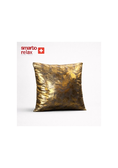 Smarto Relax Tekli Antibakteriyel Desenli Dekoratif Dolgulu Kırlent 45x45 Cm Siyah - Altın