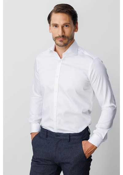 İgs Beyaz Regular Fit Geniş Kalıp Klasik Yaka Düz Uzun Kollu Cepsiz %100 Pamuk Non Iron Gömlek-26237
