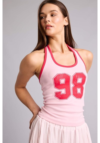 Defacto Baskılı Halter Yaka Ribana Atlet H8928ax26hspn693 Pembe-pn693