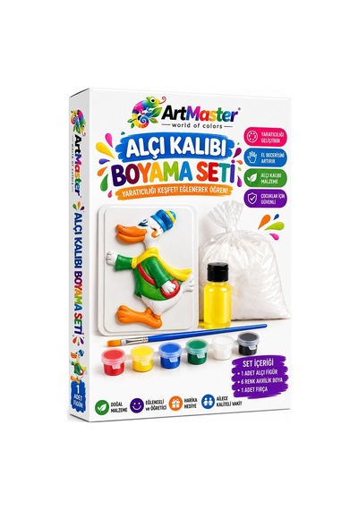 Alçı Kalıbı Boyama Seti K02 1 Paket Alçı Tozu Yağ 6 Renk Boya Fırça İş Eğitimi Seramik Okul Sınıf Resim