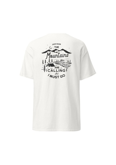 Wildstyle The Mountains Are Calling I Must Go Dağcı Baskılı Unisex Pamuklu Tişört Beyaz