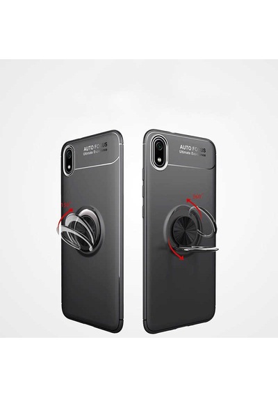 Xiaomi Redmi 7a Kılıf Zore Ravel Silikon Kapak Siyah-Kırmızı