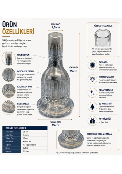 Nargile Kahveci Kesme Cam Şişe