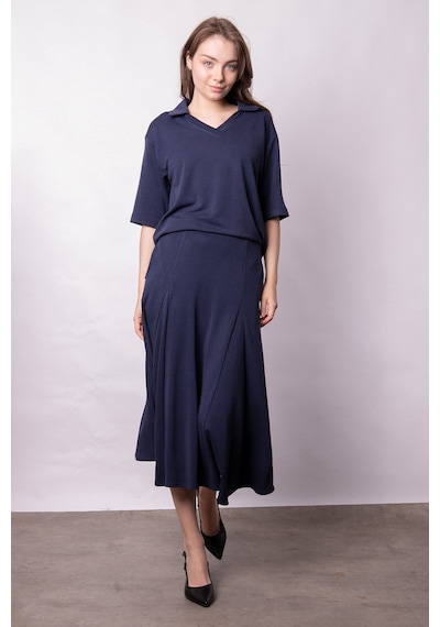 Kadın Yumşak Dokulu Esnek Kumaş V Yaka Yakalı Düşük Omuzlu Dirsek Boy Kollu Oversize Bluz-lacivert Lacivert Kadın Yumşak Dokulu Esnek Kumaş V Yaka Yakalı Düşük Omuzlu Dirsek Boy Kollu Oversize Bluz-lacivert Lacivert