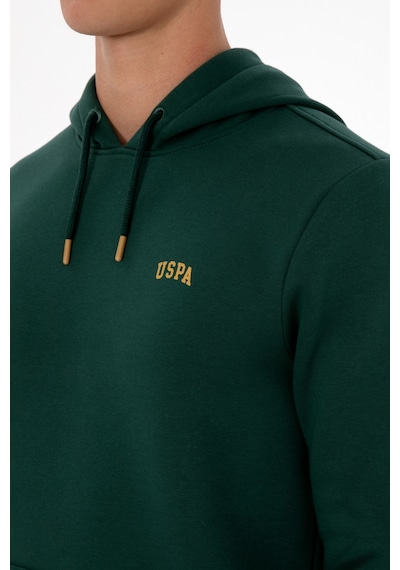 U.S. Polo Assn. Erkek Regular Fit Kapüşonlu Şardonlu Koyu Yeşil Basic Sweatshirt 50315582-VR079