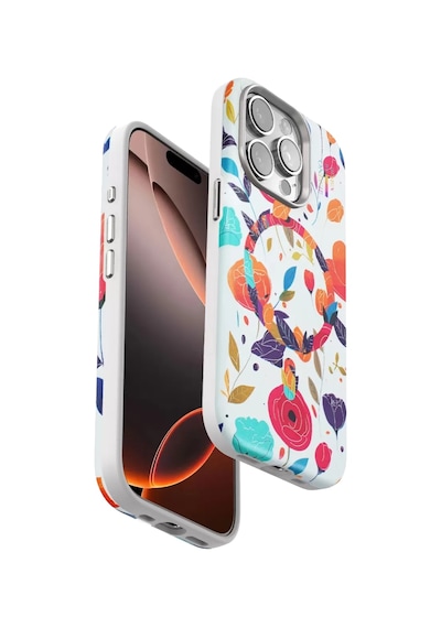 Onegif Apple İphone 14 Pro Flower Series Magsafe Kapak - Beyaz Kılıf