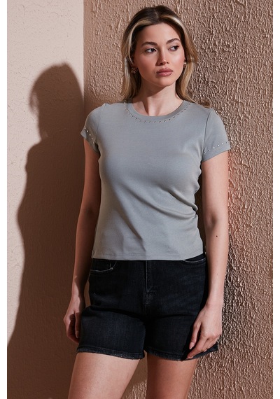 Fashion Friends Bayan T Shirt 25y0523k1 Haki Haki