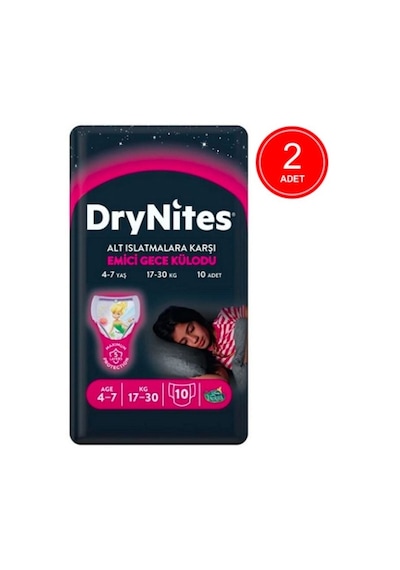 Drynites Kız Emici Gece Külodu 17-30 KG 4-7 Yaş 2 x 10 Adet 2'li