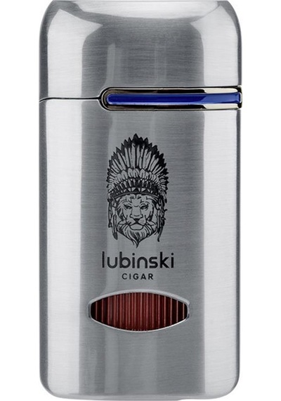 Lubinski Lion Kapaklı Delicili Tek Torch Puro Çakmağı Silver