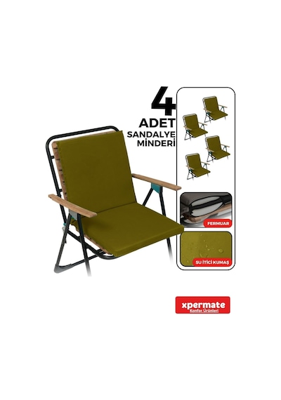 Xpermate 4'lü Arkalıklı Sandalye Minderi Fermuarlı 40x40 Turkuaz