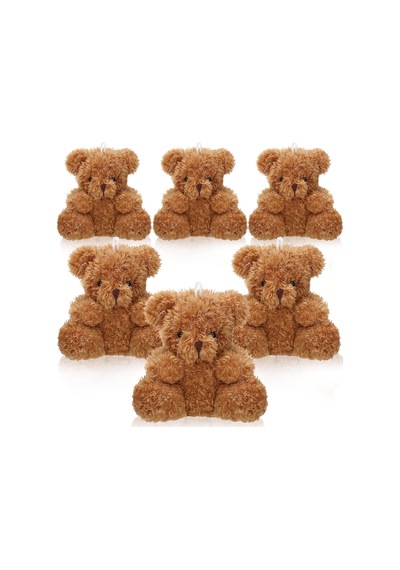 6 Parça Mini Ayı Peluş Doldurulmuş 10,5 Cm Küçük Ayı Toplu Hayvan Oyuncakları Bebek Duş Partisi İçin Küçük Genel