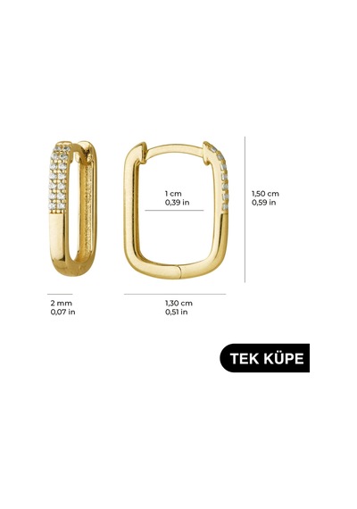 Goldkupe 14 Ayar Modern Taşlı Tek Halka Altın Küpe 0,94 Gr-6333