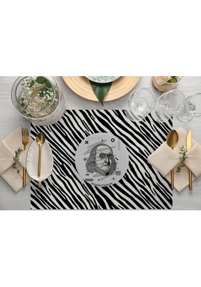 Iconic People Kumaş Amerikan Servis 4'lü Set 35x50cm Keten Kumaş Ulusl.yıkama Ve Solmama Sertifikası Çok Renkli
