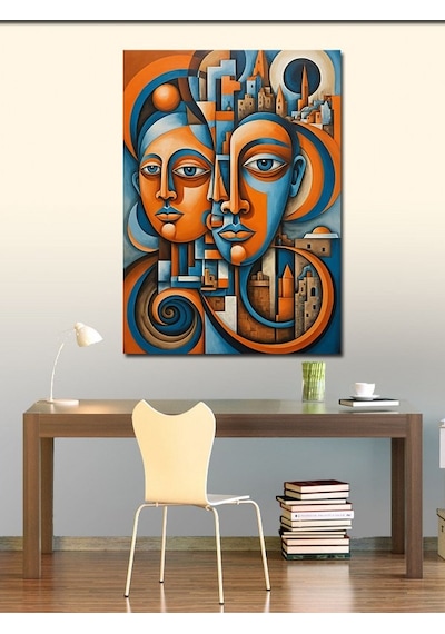 Kanvas Tablo Soyut İnsan Yüzleri Ve Şehir 50cmx70cm
