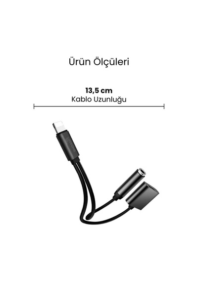 2in1 Lightning Aux Dönüştürücü Şarj + Müzik Tüm Apple Uyumlu iOs Modelleriyle