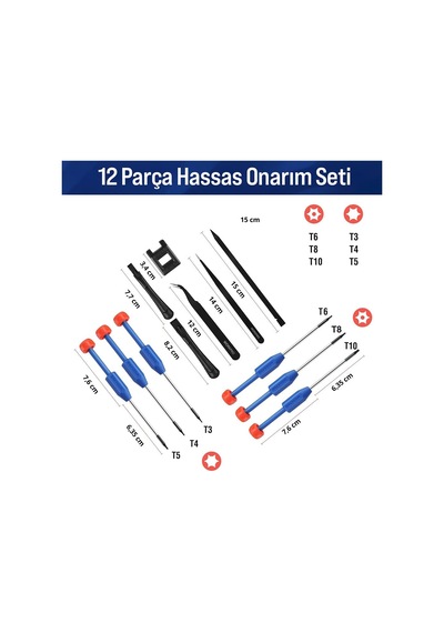 Wp200531 Hassas Tornavida Seti, 12 Parça, Cr-v Çelik, Torx, Magnetize Aparatlı, Elektronik Onarım