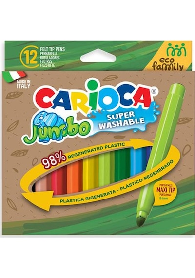 Carioca Jumbo Eco Family 12 Li Yıkanabilir Jumbo Keçeli Kalem 43461