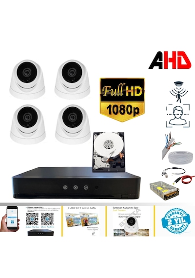 Arna 5mp Lens 1080p Full Hd İç Mekan Dome Güvenlik Seti 250gb Hdd