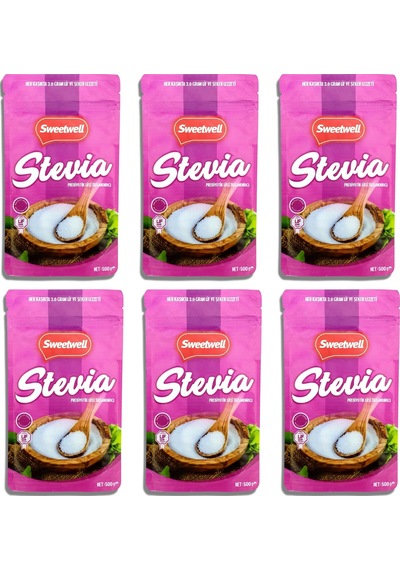Sweetwell Stevia Prebiyotik Lifli Toz Tatlandırıcı 500 G x 6 Adet