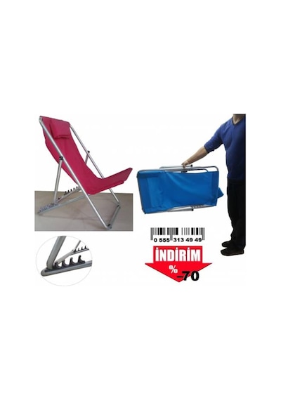Depolife Depolife Plaj Sandalye Koltuk Şelong Katlanır Yastıklı 5 Kademeli (458038763)