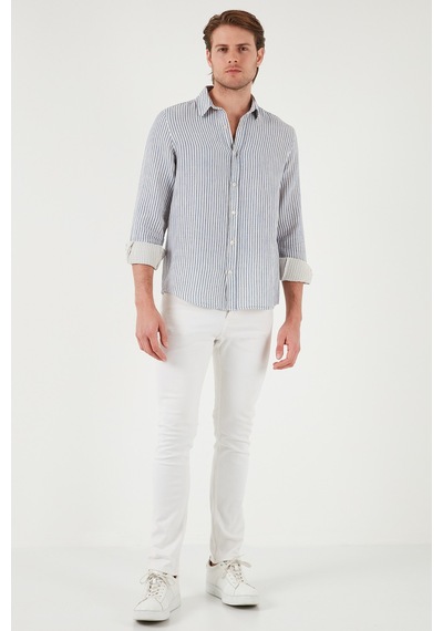 Buratti Çizgili Regular Fit Pamuklu Uzun Kollu Erkek Gömlek Cf25S129721 Saks
