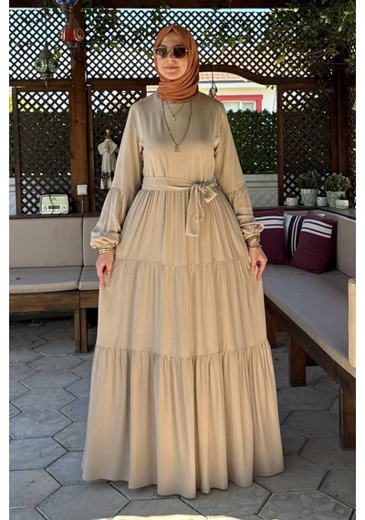 Rabia Şamlı Asil Elbise Bej Normal