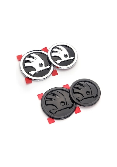 Parlak Siyah 9cm-pcs-80mm 90mm Abs Amblem Skoda Fabia 1 2 Octavia A7 Rs Superb Hızlı Yeti Karoq Görüş Araba Kafa Ön Ark