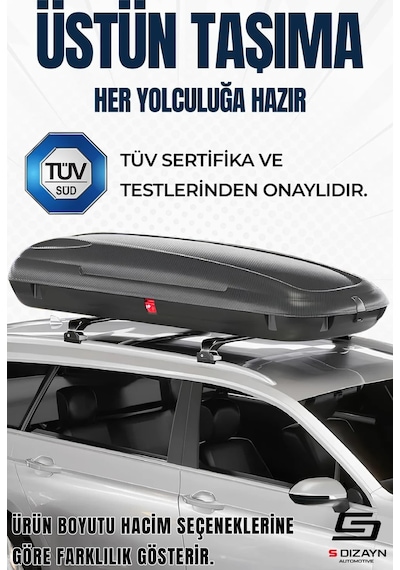 S-dizayn Araç Üzeri Port Bagaj Karbon Fiber Desen 380 Litre Enjeksiyon Plastik A+ Kalite
