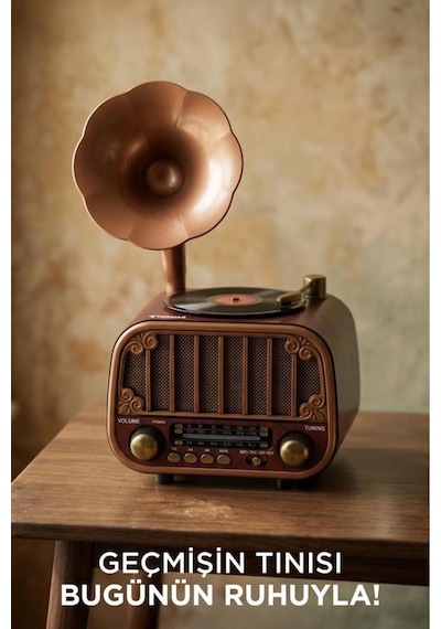 Bluetooh Hoparlör Nostaljik Radyo Aux Usb Tf Destekli Speaker D76 Ahşap