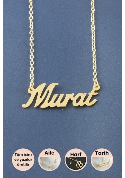 Murat - 377 - İsimli - Edntrend - Kolye Sarı altın