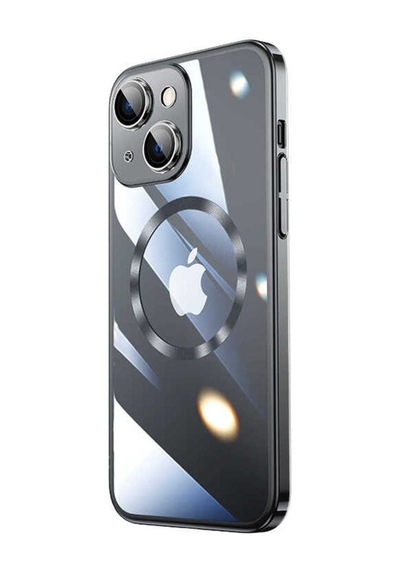 Apple Uyumlu iPhone 14 Plus Kılıf Wireless Şarj Özellikli Sert Pc Zore Riksos M-safe Kapak Siyah