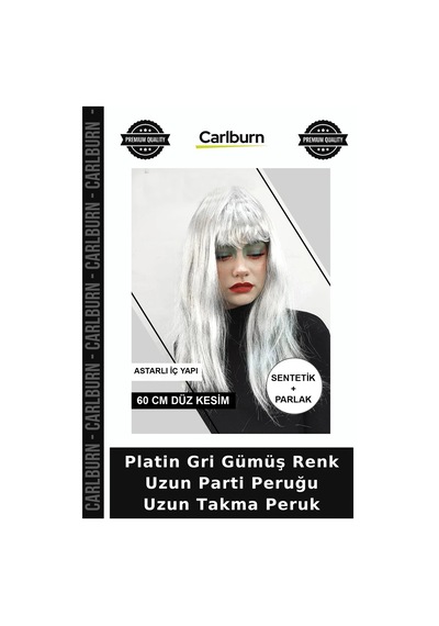 Platin Gri Gümüş Renk Uzun Parti Peruğu Uzun Takma Peruk Değişim Aracı Gece Takısı Kombin Parçası +3