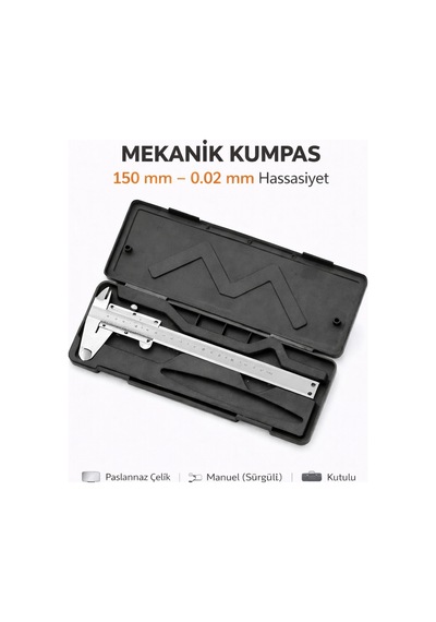 Senbang 150 Mm Mekanik Kumpas 0.02 Mm Hassasiyet Paslanmaz Çelik Sürgülü Manuel Kumpas Kutulu