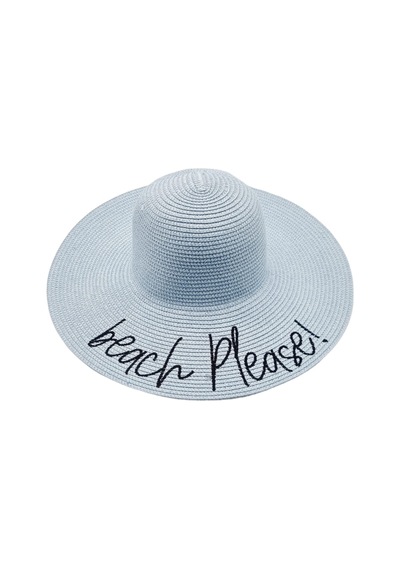 Tezzgelsin Kadın Beach Please Nakış İşlemeli Hasır Şapka Bebemavi Bebe Mavi