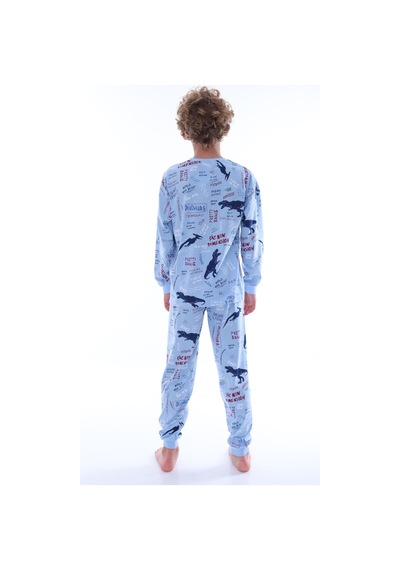 Bunny Hopp Dinozor Desenli %100 Pamuklu Erkek Çocuk Pijama Takımı - Mavi Penye Mevsimlik Takım Açık Mavi Bunny Hopp Dinozor Desenli %100 Pamuklu Erkek Çocuk Pijama Takımı - Mavi Penye Mevsimlik Takım Açık Mavi