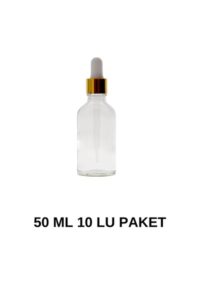 50 Cc Cam Damlalıklı Beyaz Gold Başlıklı Şişe-medikal Ecza Şişe Şeffaf 10 Lu Paket Diğer