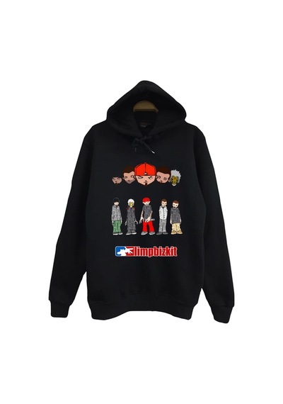Limp Bizkit Baskılı Unisex %100 Pamuk Kapüşonlu Sweatshirt Siyah