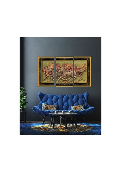 Hediyelik,dekoratif- Koşan Atlar 3 Parça Mdf Tablo Nocolor-775d053f - 33129121 Nocolor-775d053f
