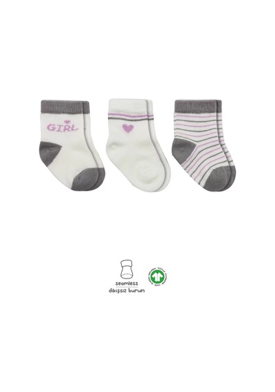 Melonika 3'lü Penye Boy And Girl Soket Çorap Bs10114 Gri Çok Renkli