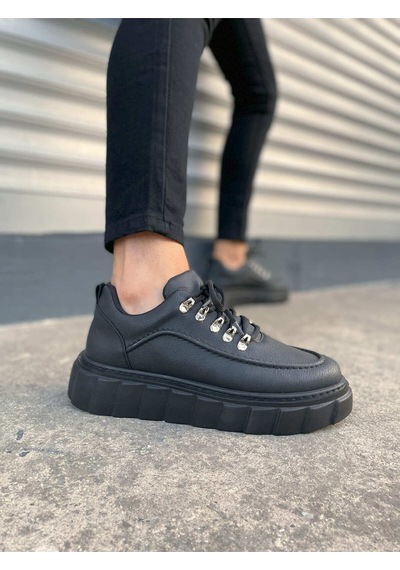 DMR Elegance Jy010 Cloud Bağcıklı Cilt Erkek Günlük Sneaker Ayakkabı Cst - Siyah