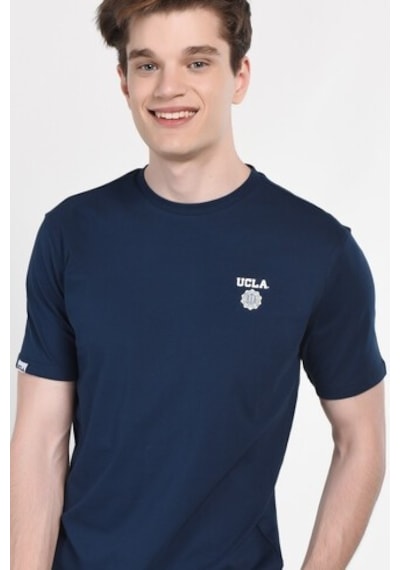 Ucla Bass Lacivert Bisiklet Yaka Baskılı Standard Fit Erkek Tshirt Siyah