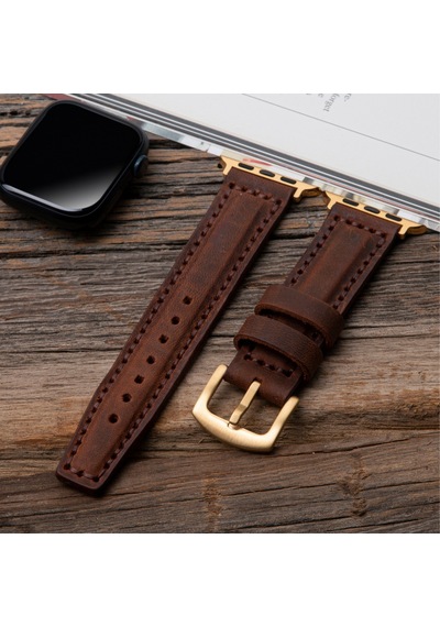 vagave Apple Uyumlu  Watch 42 44 45 49 MM Ultra Deri Kordon- Kahve
