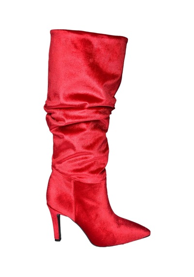 Fox Shoes L404868039 Bordo Kadife İnce Topuklu Kadın Çizme Bordo