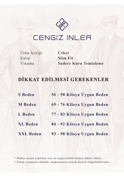 Cengiz İnler Kendinden Desenli Dikişli Kırlangıç Yaka Torba Cepli Slim Fit Erkek Ceket 001
