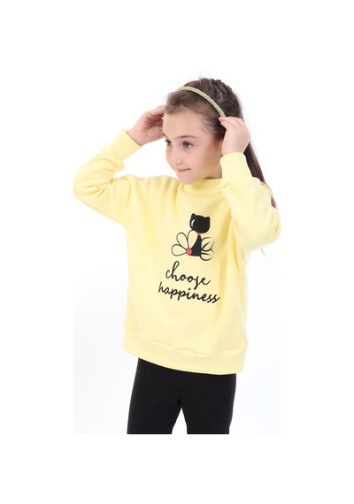 Toontoy Kids Toontoy Kız Bebek Baskılı Sweatshirt Açık Sarı