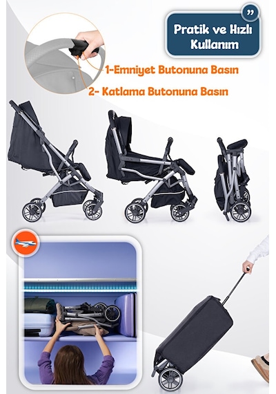 Prego Lotus Pro Kabin Boy Travel Bebek Arabası -tek Elle Katlanır-hafif -uv Tenteli -yağmurluk-örtü-kılıf